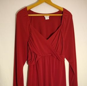 Red Slinky low cut long sleeve Dress Top